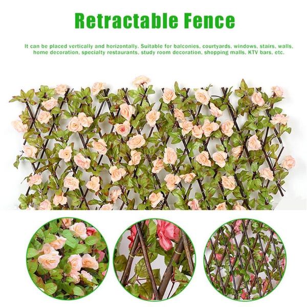 

fencing, trellis & gates garden fence willow wooden hedge with artificial flower leaves decoration screening expanding privacy