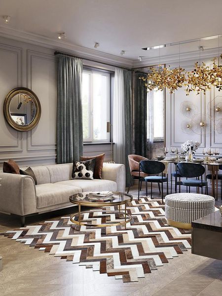 

carpets striped luxury cowhide patchwork rug big size american style real cow leather decoration carpet area for bedroom