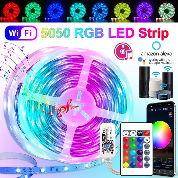 

strips 30m 25m wifi rgb led strip light 2835 10m 5m lights smd leds tape diode ribbon flexible wateproof adapter