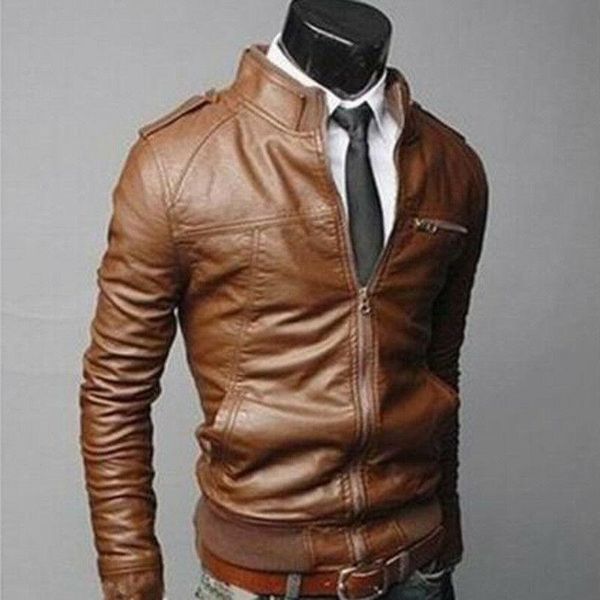 

men's jackets brand men motorcycle pu leather slim coat jacket gothic vintage biker plus size mens stand collar coats, Black;brown