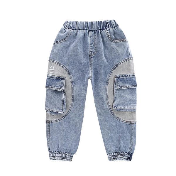 

jeans for boys solid pants cargo kids boy spring autumn casual teenage clothes, Blue