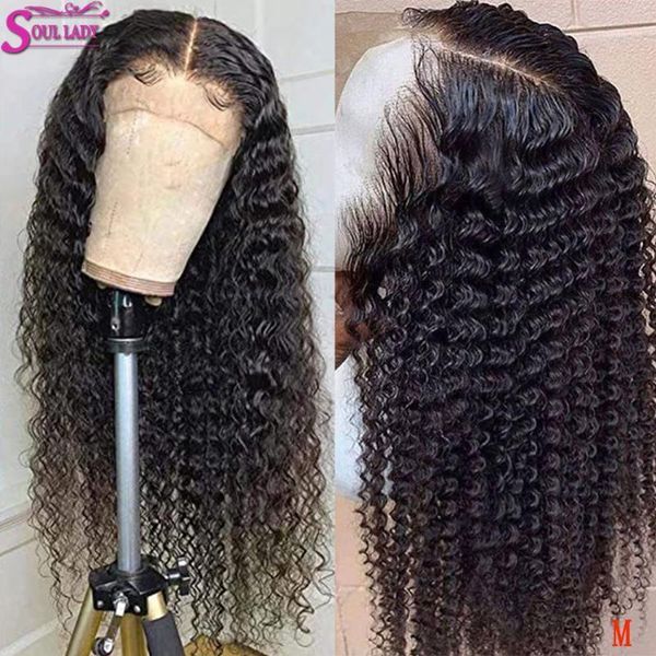 

curly lace front human hair wigs pre plucked remy brazilian kinky wig 4x4 6x6 closure human1, Black;brown