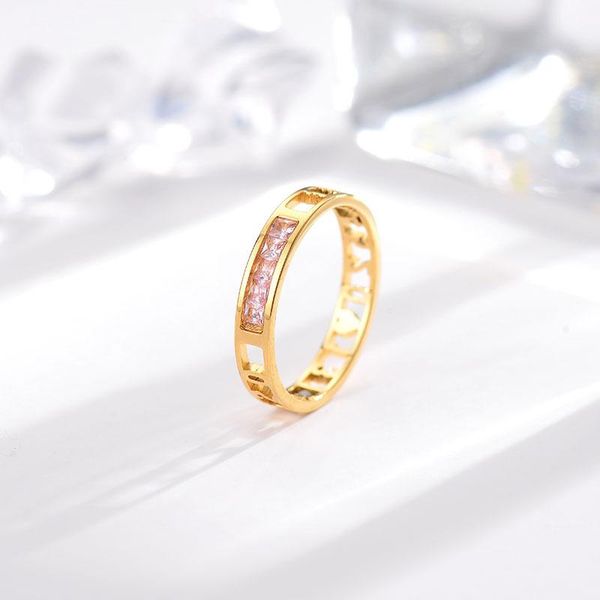

wedding rings korean version of simple crystal titanium steel ring female design stainless fashion personality trendy, Slivery;golden