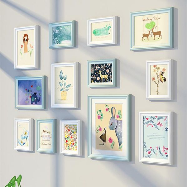 

frames and mouldings 13pcs/set kids room bedroom hallway wall hanging picture frame quality wooden po suit 6 colors combination