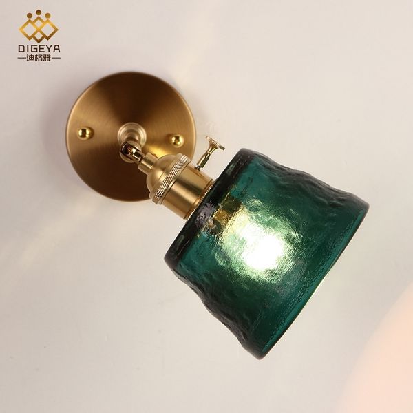 

japanese dark green literature and art hammer glass living room bedroom balcony mirror bedside brass small wall lamp