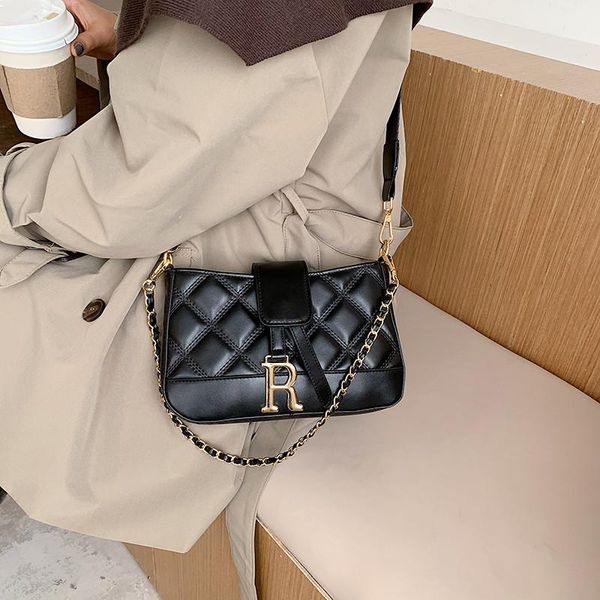 

evening bags black diamond lattice chain crossbody for women 2021 pu leather female sling bag wide strap plaid shoulder