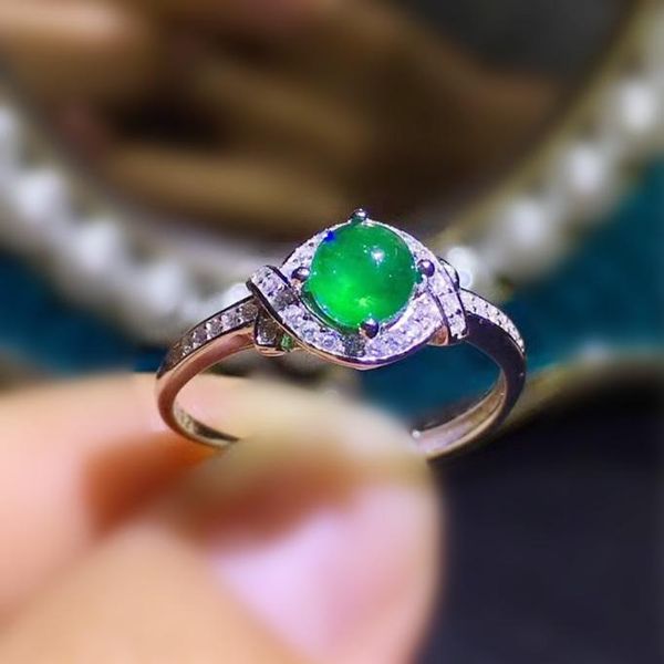 

cluster rings natural real emerald round ring per jewelry 5*5mm 0.5ct gemstone 925 sterling silver fine handmade j210722, Golden;silver
