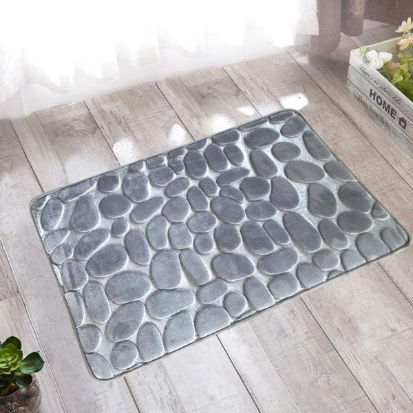 

bath mats design of imitation stone road rug non-slip water sucking bathroom mat solid color home decor door dustproof kitchen