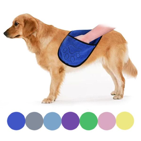 

pet dog bath towel microfiber ultra-absorbent small cat puppy drying blanket with pocket for large bathrobe washcloth grooming