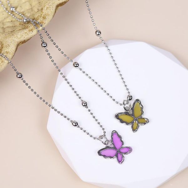 

pendant necklaces vintage multilayer butterfly necklace for women butterflies charm choker boho jewelry girl christmas gift, Silver