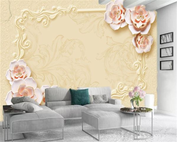 

wallpapers custom 3d flower wallpaper pink flowers in high definition gold home decor living room bedroom wallcovering