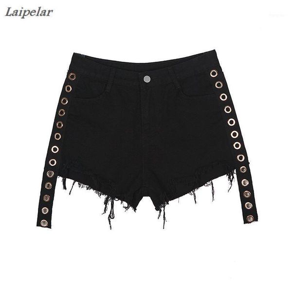 

women's shorts vintage tassel black high waist denim women casual jeans 2021 summer girl laipelar, White;black