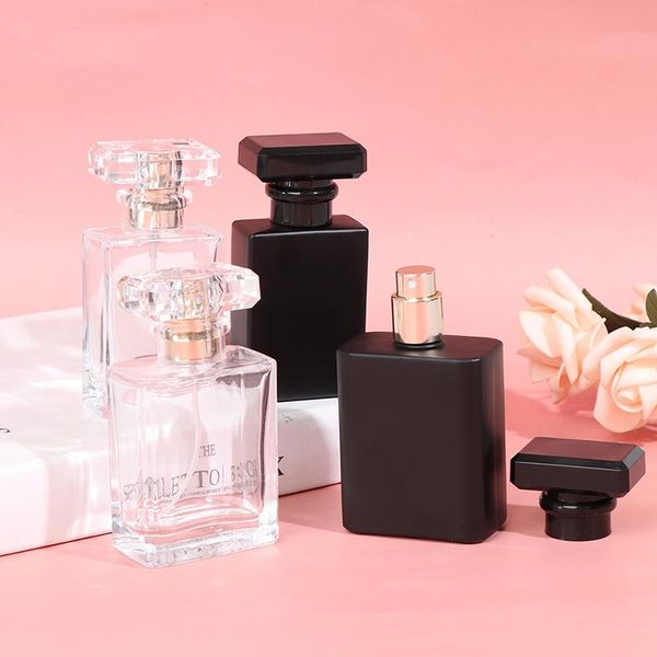 

storage bottles & jars refillable perfume bottle colorful square thick glass acrylic cover screw sprayer pump empty container 30ml