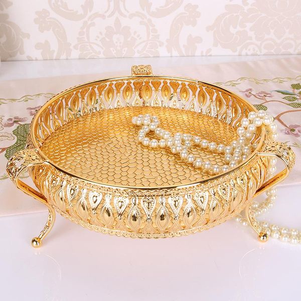 

storage boxes & bins luxury european style metal tray home decoration tableware fruit snack holder el decor jewelry organizer