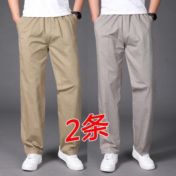 

men's pants xiaoping 2 casual korean fashion tooling capris straight fat man loose, Black