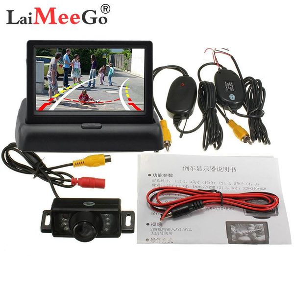 

car video wireless 4.3 inch hd display foldable monitor lcd camera screen reverse parking system for rearview monitors