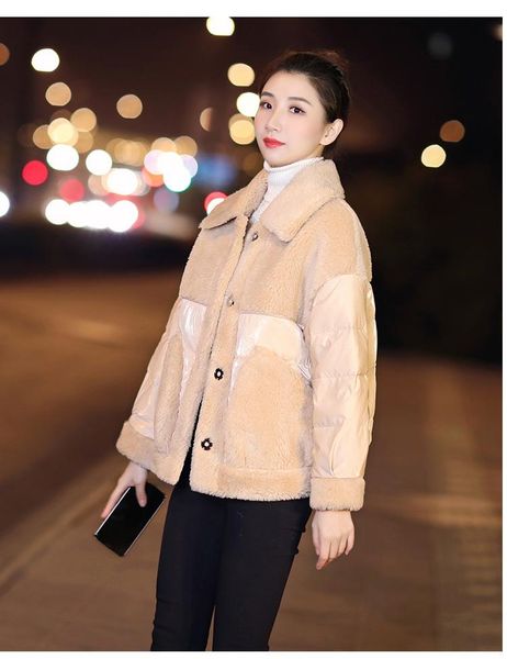 

women's fur & faux female spring and autumn fake splicing lapel short 2021, Black