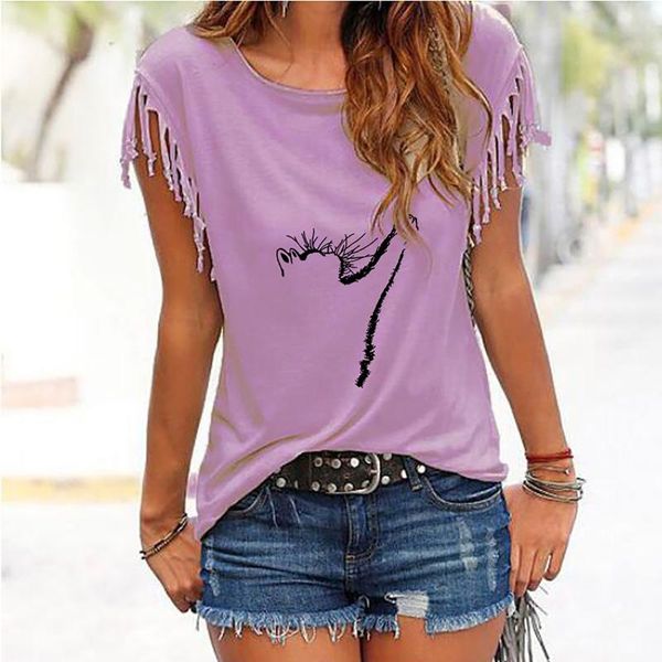 

women's t-shirt t-shirts women 2021 tassel vogue fashion tshirts cotton o neck short sleeve friends lady girl funny hipster, White