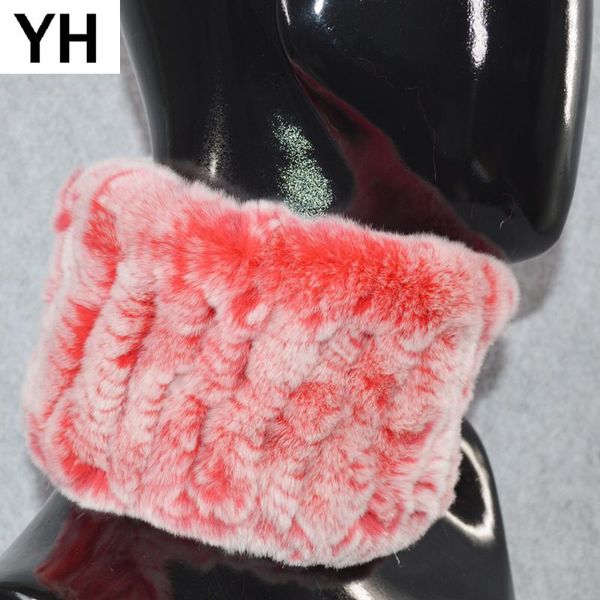 

scarves winter women real rex fur scarf good elastic knitted headband 2021 girl ring, Blue;gray