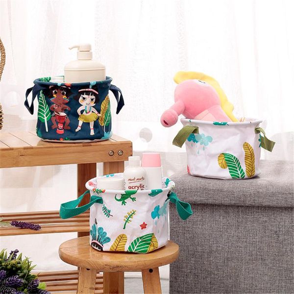 

storage boxes & bins cotton linen basket cute printing waterproof deskorganizer with handle sundries box clothing bag
