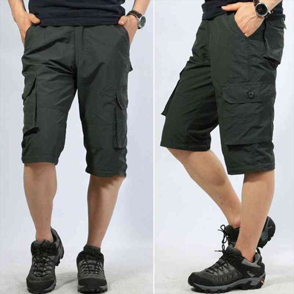 

newly men casual work trouser pants workwear multi pockets convertible for outdoor summer dod886, Black