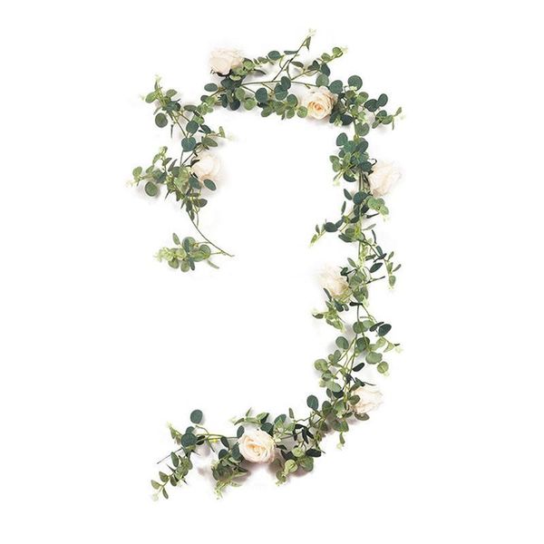 

decorative flowers & wreaths 1 pc simulation rattan hanging artificial 1.95m champagne rose ornaments wall decor vine garland for wedding ho