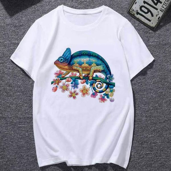 

summer and women chameleon mens t shirts print womens harajuku fashion fun graphics oversized female clothing tee, White;black