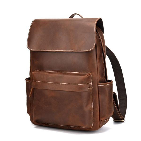 

backpack maheu macbook lapleather for men male soft cow skin backpacks travel crazy horse fashionable design