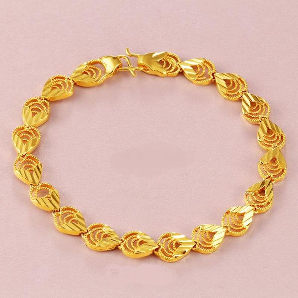 

charm bracelets wholesale pure gold color heart link bracelet for women fashion men jewelry bracelet,luxury high quality, Golden;silver