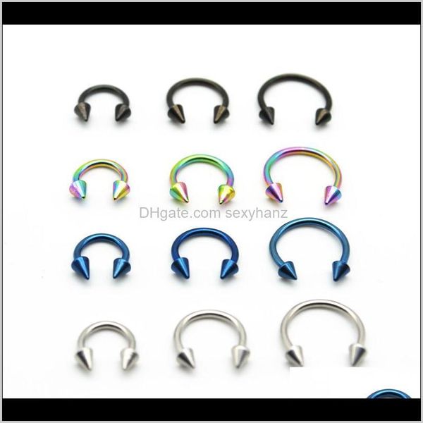 Borchie Drop Delivery 2021 Cono a ferro di cavallo 316L Acciaio chirurgico Narice Anello al naso Anelli piercing circolari Orecchino Cbr16G 6Mm 8Mm 10Mm Commercio all'ingrosso