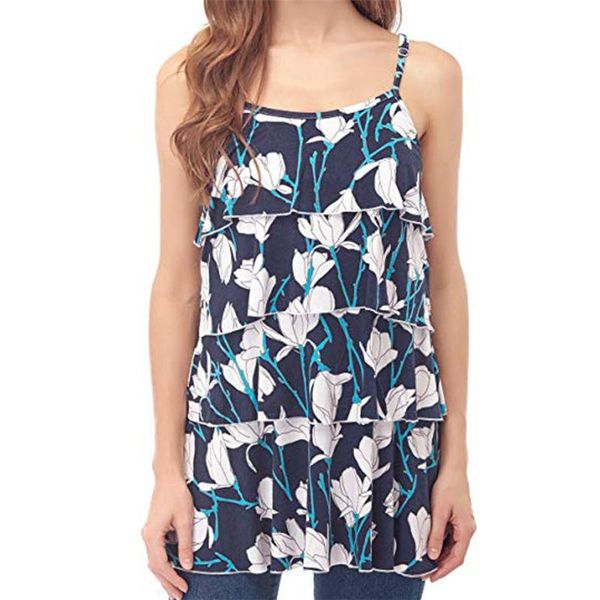 

maternity & tees women's sleeveless breastfeeding summer nursing floral short sleeves double layer blouse t-shirt, White