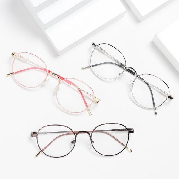 

sunglasses fashion computer portable round eyeglasses ultra light frame metal glasses eye protection, White;black