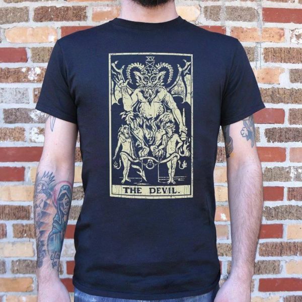 

tarot devil t-shirt | mens short sleeve graphic t-shirt, White;black