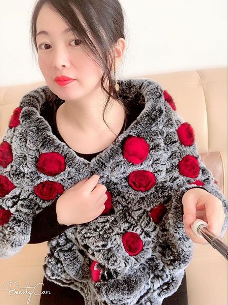 

scarves women rex fur cape, Blue;gray