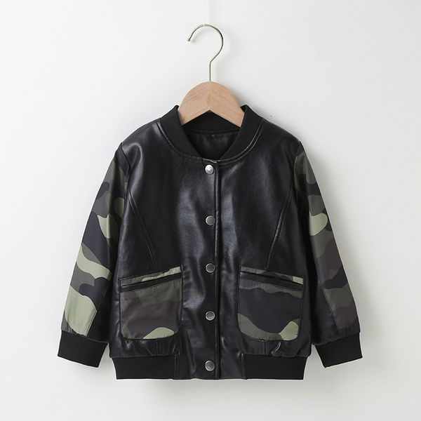 

and style boys' spring and autumn color matching motorcycle clothes children's version handsome single breasted, White