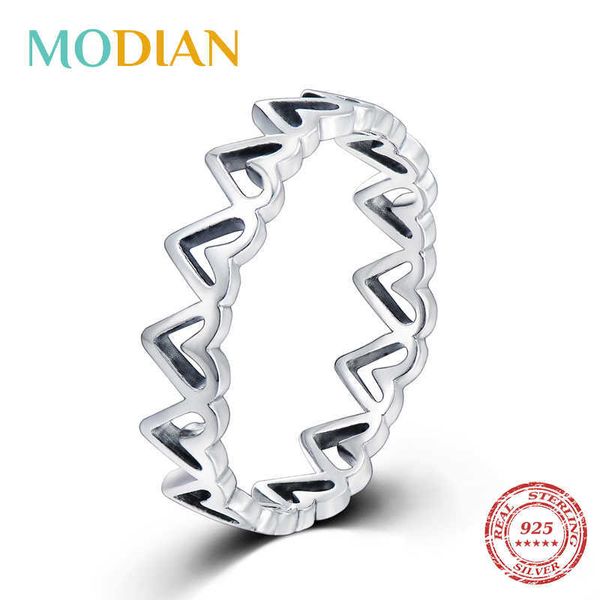 Unregelmäßige Herzen Stapelbarer Fingerring Mode 925 Sterling Silber Einfache zarte Ringe für Frauen Romantischer feiner Schmuck 210707