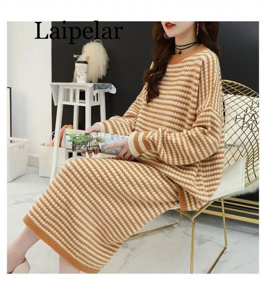 

two piece dress 2021 autumn and winter women striped knitted two-pieces set korean version sweater +skirt knitting suits, White