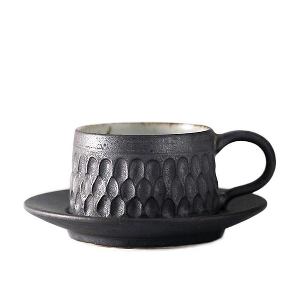 Tazze da 60 ml fatte a mano in ceramica grossolana vintage tazza da caffè espresso tazza e piattino in ceramica in stile giapponese kit tazze da cappuccino artigianato