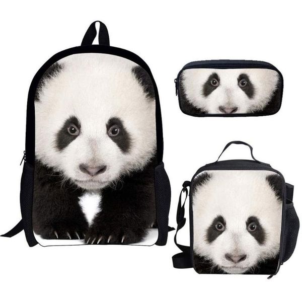 

cute panda 3d pattern school bags for boys girls 3pcs set children backpacks teenager kids book bag mochila escolar