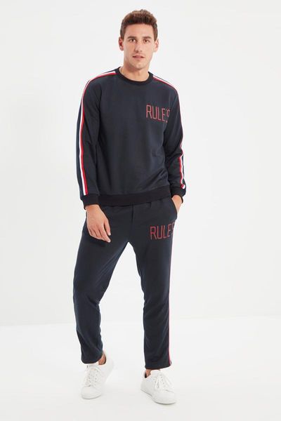 

running sets trendyol men 's regular fit tracksuit team tmnaw22em0019, Black;blue