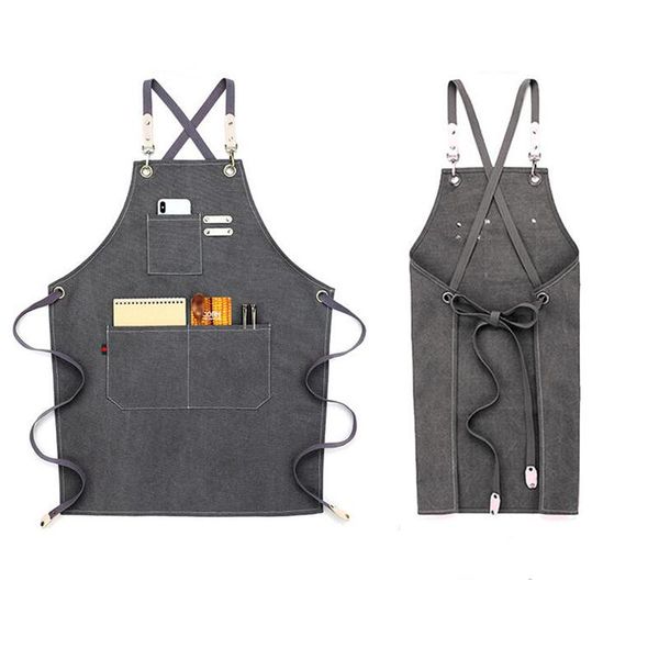 

aprons enlarged pocket canvas coffee pinafore cooking baking cleaning working bib waterproof oil-proof women men kitchen apron