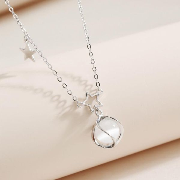 

pendant necklaces exquisite star round necklace for women elegant wedding silver color clavicle chain fashion party jewelry accessories