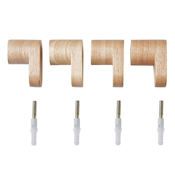 

hangers & racks 4pcs natural wood clothes hanger wall mounted coat hook decorative key holder hat scarf handbag storage bathroom rack