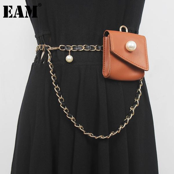 

belts [eam] khaki metal chain mini-bag long pu leather belt personality women fashion tide all-match spring autumn 2021 1de2738, Black;brown