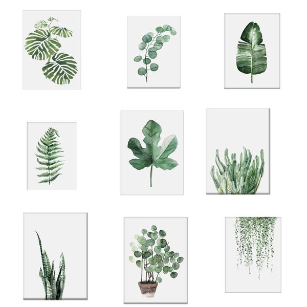 

paintings watercolor leaves wall art painting green style plant nordic posters and prints decorative picture modern home decoration