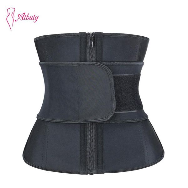 

women's shapers atbuty waist trainer for women 3 layer fabric latex underbust corset single belt cincher hourglass body shaper nbw1727, Black;white