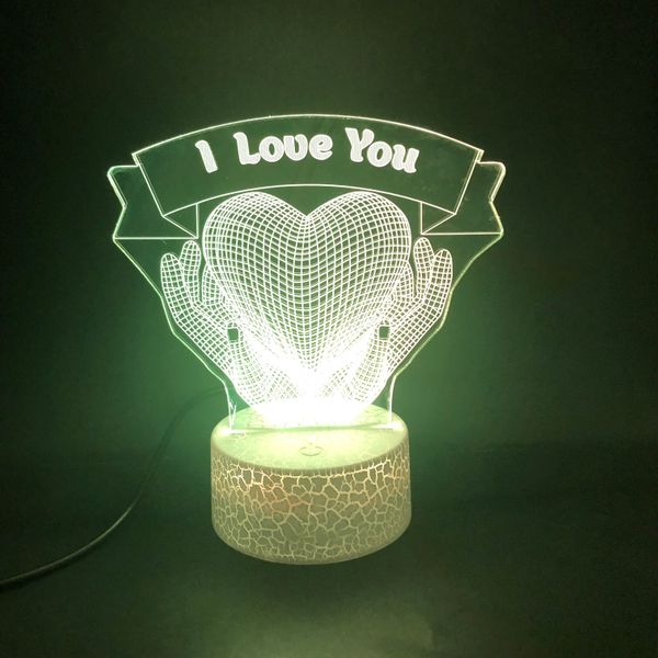 

acrylic 3d illusion led night light nightlight bedside i love you lamp rgb color decoration present for mother's day