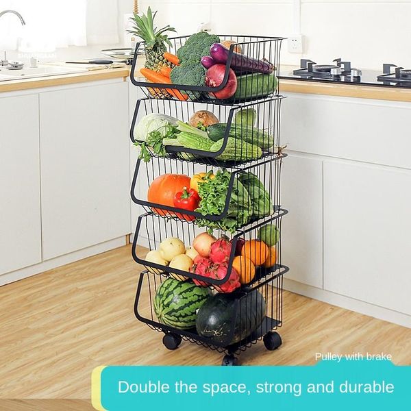 

stainless steel shelf kitchen fruit and vegetable basket storage multi-layer household bottles & jars