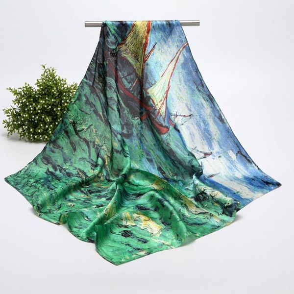 

scarves 70x70cm silk women hair neck square office ladies shawl bandanna muslim hijab handkerchief muffler foulard pareo wrap, Blue;gray