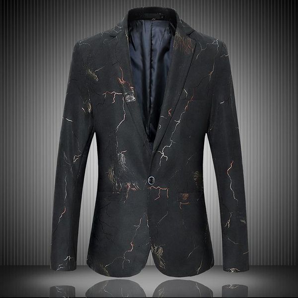 

men's suits & blazers spring and autumn plus size suit men 's 2021 long sleeve printing gilded flat velvet single west coat, White;black